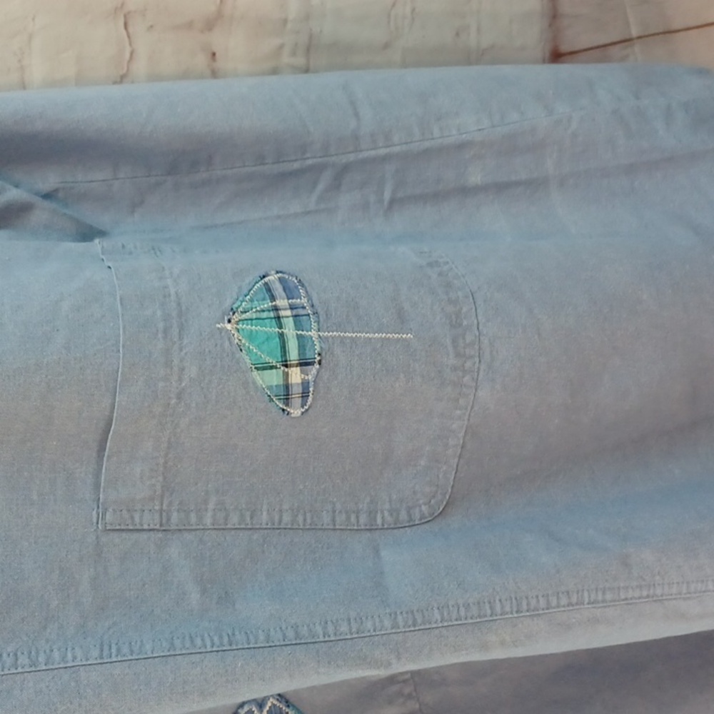 bjs light blue cotton beach shift dress fish umbrella pockets nautical l - Picture 5 of 14